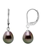 Witgouden oorbellen met Tahitiaanse parel en zwarte peer