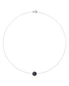 Witgouden zwarte ronde zoetwaterparelketting