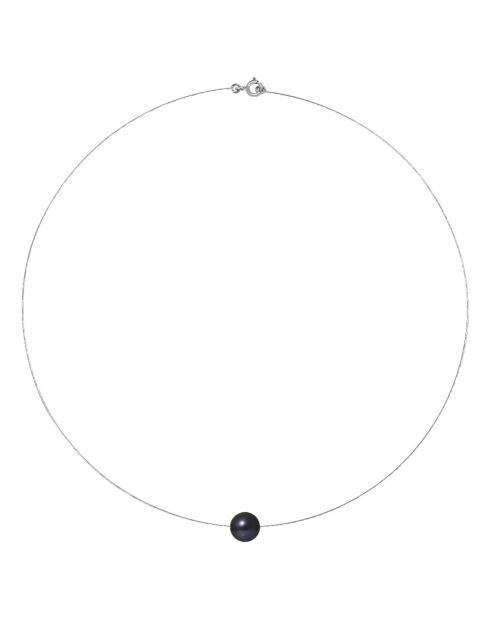 Witgouden zwarte ronde zoetwaterparelketting