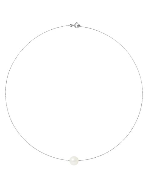 Witgouden witte ronde ketting met witte zoetwaterparels