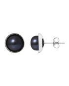 Boucles d'oreilles Argent Perles d'Eau Douce boutons noires