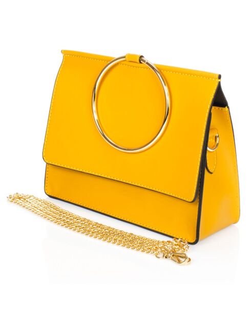 Borsa a tracolla Fanny in pelle gialla - 24x8x19 cm