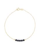 Geelgouden armband met 5 zwarte ronde zoetwaterparels