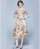 Robe Laylah abricot/multicolore