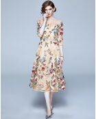Robe Laylah abricot/multicolore