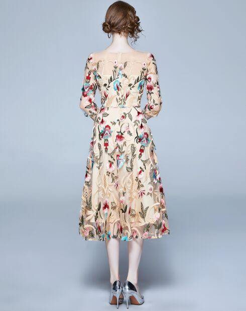 Robe Laylah abricot/multicolore