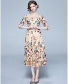 Robe Laylah abricot/multicolore
