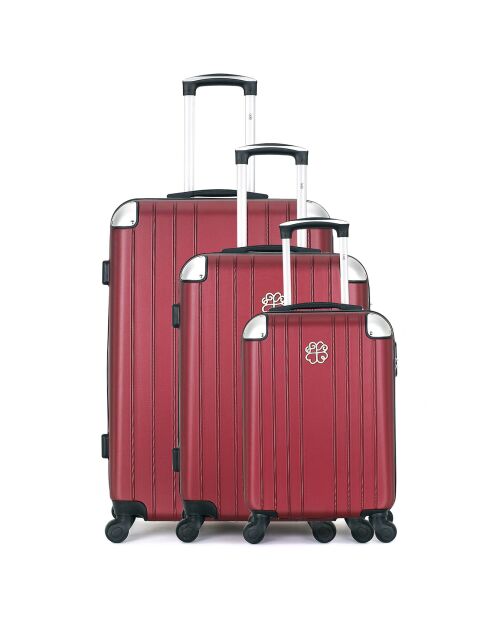 3 eenpersoons koffers met 4 wielen Amelie-A 50/60/70 cm pruim