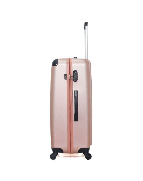Hamburg middelgrote koffer met 4 wielen en enkele wielen 60 cm roségoud