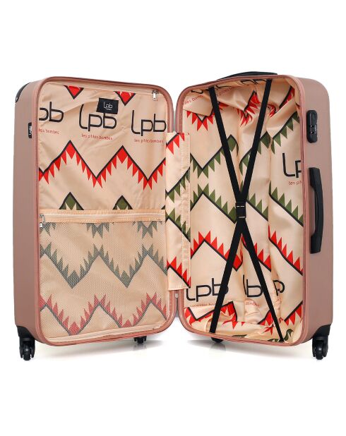 Hamburg middelgrote koffer met 4 wielen en enkele wielen 60 cm roségoud