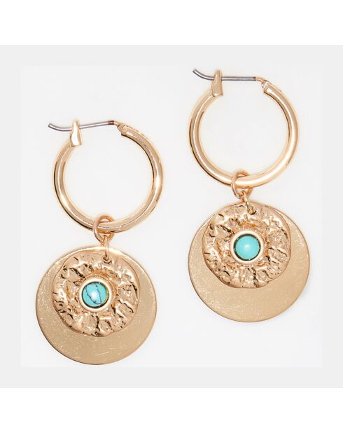 Boucles d'oreilles Palawan en Turquoise dorées