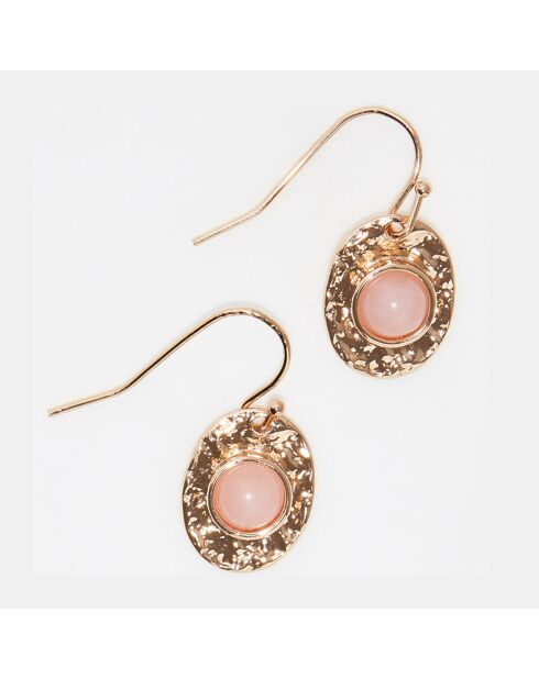 Boucles d'oreilles Haiti en Quartz rose/doré