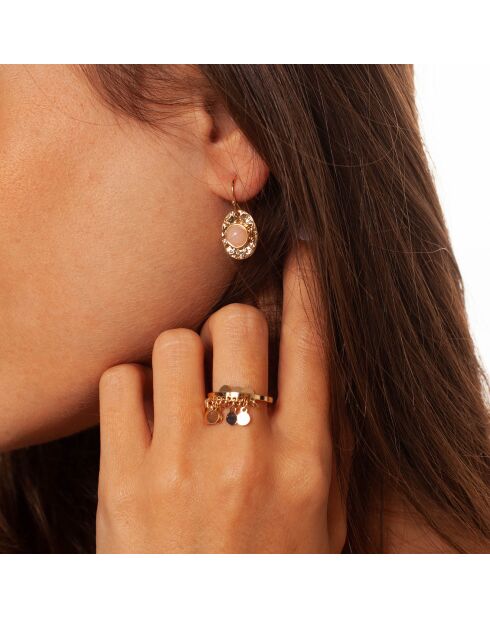 Boucles d'oreilles Haiti en Quartz rose/doré