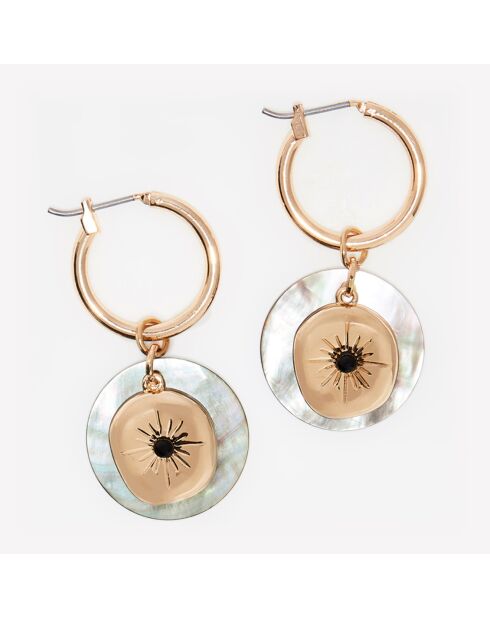 Boucles d'oreilles Piton en Nacre dorées