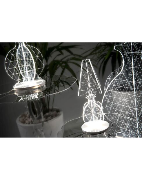 Lampe de table Esa transparent/blanc - 13x13x30 cm