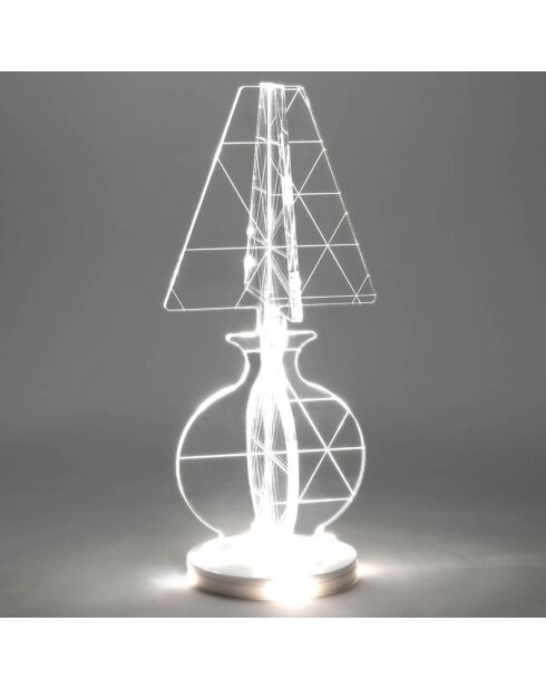 Lampe de table Esa transparent/blanc - 13x13x30 cm