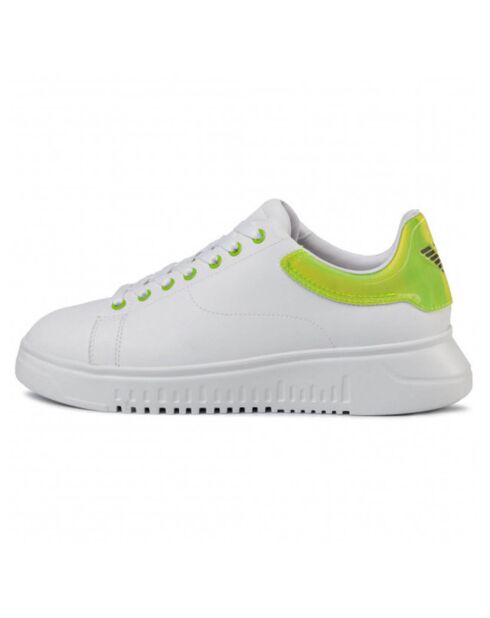 Baskets en Cuir blanc/vert fluo