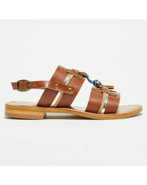 Bea camel leren sandalen