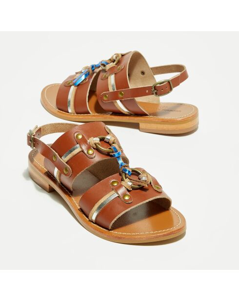 Bea camel leren sandalen