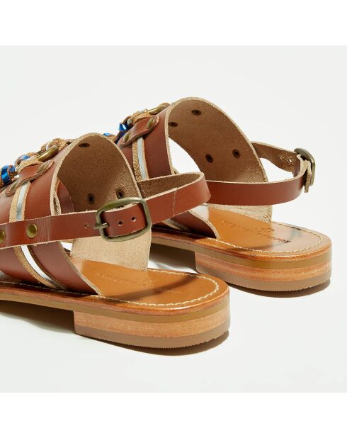 Bea camel leren sandalen