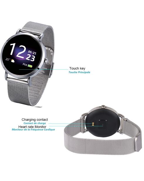 Reloj GPS multifunción compatible con iOS y Android plateado