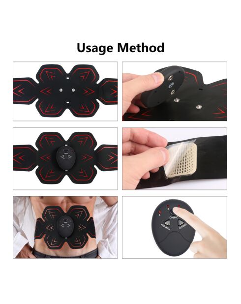 Ceinture électrostimulation musculaire abdominale noire