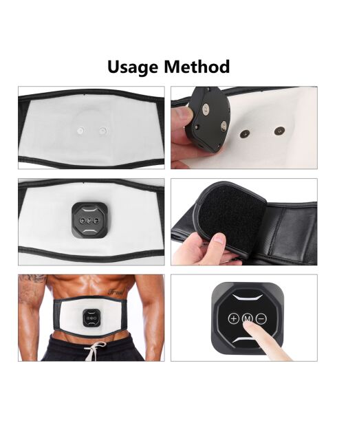 Ceinture électrostimulation musculaire abdominale blanche