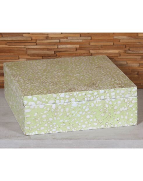 Boite avec Couvercle Tulum bambou/blanc/vert  -  23x23x8 cm