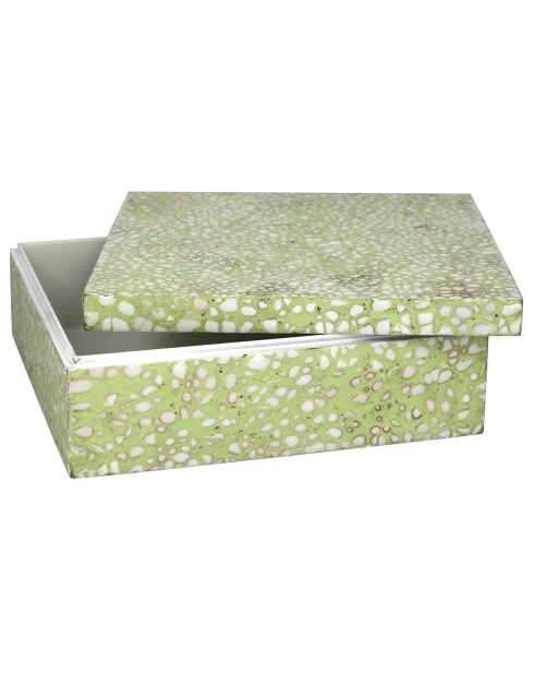 Scatola Tulum con coperchio in bambù/bianco/verde - 23x23x8 cm