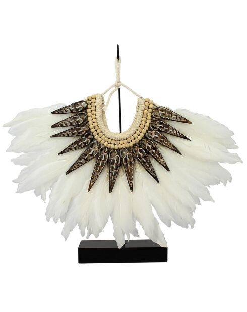 Collier en Plume Papua blanc/noir  -  33x7.5x32 cm