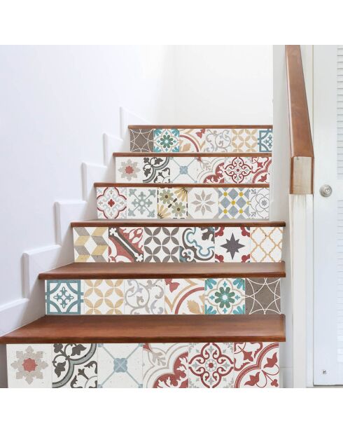 24 Stickers mosaïque Provenza 4 multicolores - 15x15 cm