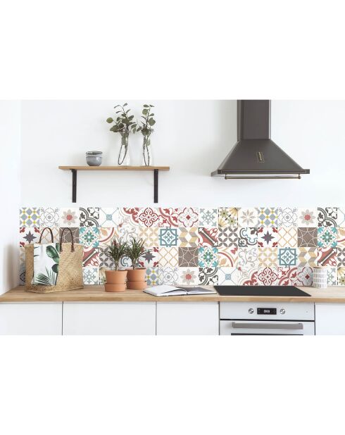 24 Stickers mosaïque Provenza 4 multicolores - 15x15 cm