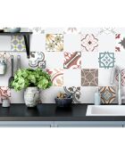 24 Stickers mosaïque Provenza 4 multicolores - 15x15 cm