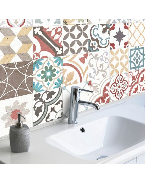 24 Stickers mosaïque Provenza 4 multicolores - 20x20 cm