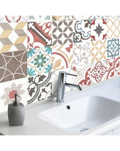24 Stickers mosaïque Provenza 4 multicolores - 15x15 cm