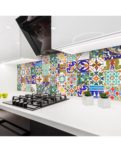 24 Stickers mosaïque Toscana multicolores - 10x10 cm