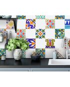 24 Stickers mosaïque Toscana multicolores - 15x15 cm