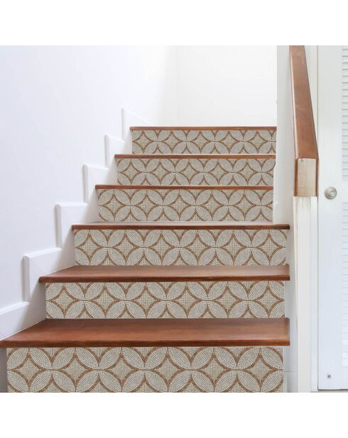 24 Stickers mosaïque Romano marron/beige - 10x10 cm