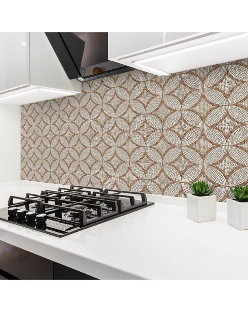 24 Stickers mosaïque Romano marron/beige - 10x10 cm
