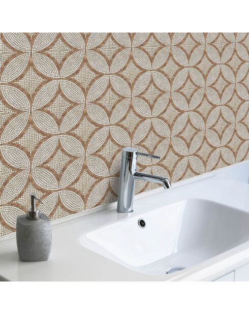 24 Stickers mosaïque Romano marron/beige - 15x15 cm