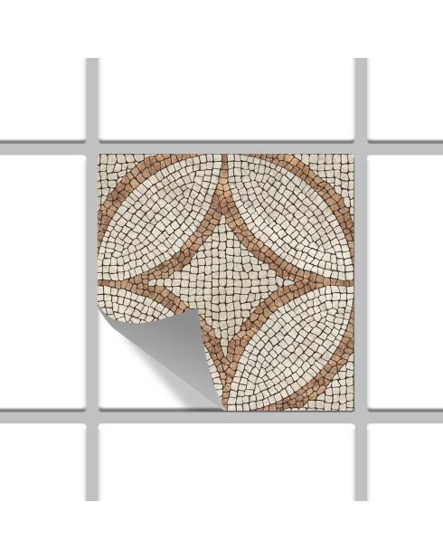 24 Stickers mosaïque Romano marron/beige - 15x15 cm