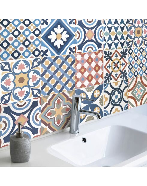 24 adesivi in mosaico Guimaraes multicolore - 10x10 cm