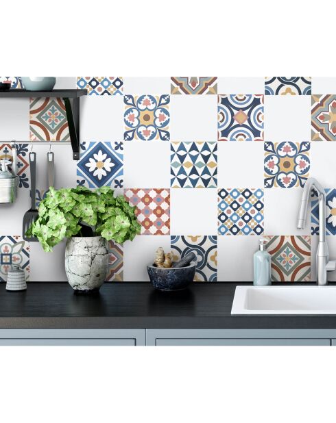 24 adesivi in mosaico Guimaraes multicolore - 10x10 cm