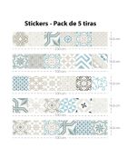 5 Bandes adhèsives mosaïque Provenza 5 multicolores - 16.6x100 cm