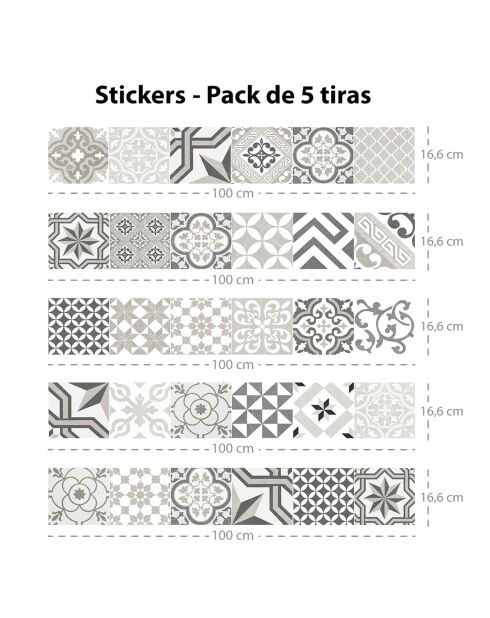 5 Bandes adhèsives mosaïque Provenza 6 multicolores - 16.6x100 cm