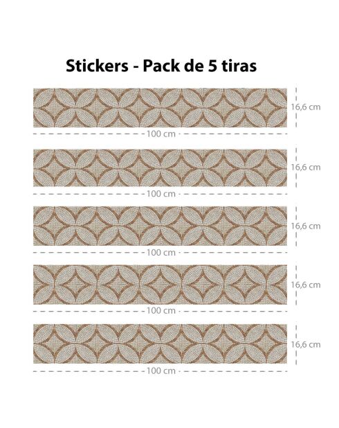 5 Bandes adhèsives mosaïque Toscana multicolores - 16.6x100 cm