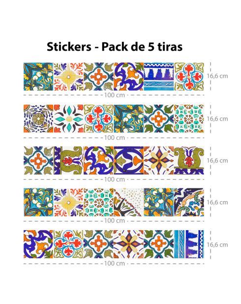 5 Bandes adhèsives mosaïque Romano marron/beige - 16.6x100 cm