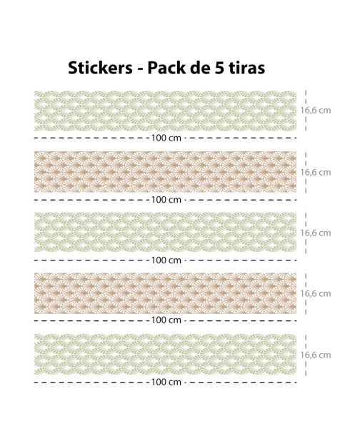 5 Bandes adhésives Manhattan vert/taupe - 16.6x100 cm