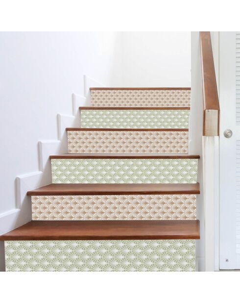 5 Bandes adhésives Manhattan vert/taupe - 16.6x100 cm