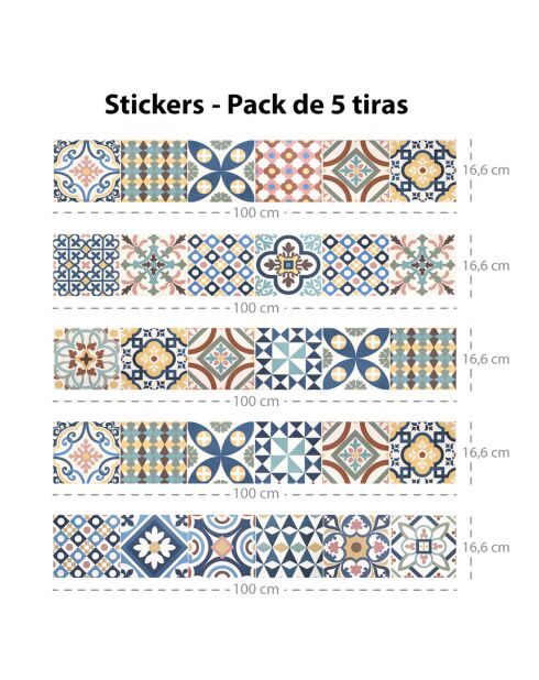 5 Bandes adhèsives Puig i Cadafalch multicolores - 16.6x100 cm